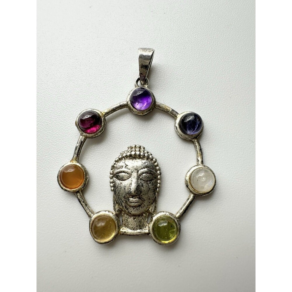 Buddha Amethyst Garnet Moonstone Chakra Pendant
